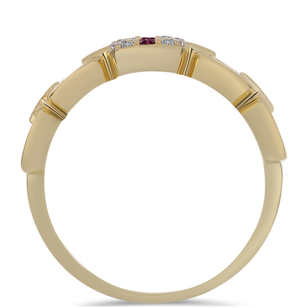 Anillo de Plata Bañada en Oro con Diamante Púrpura y Diamante blanco 2 