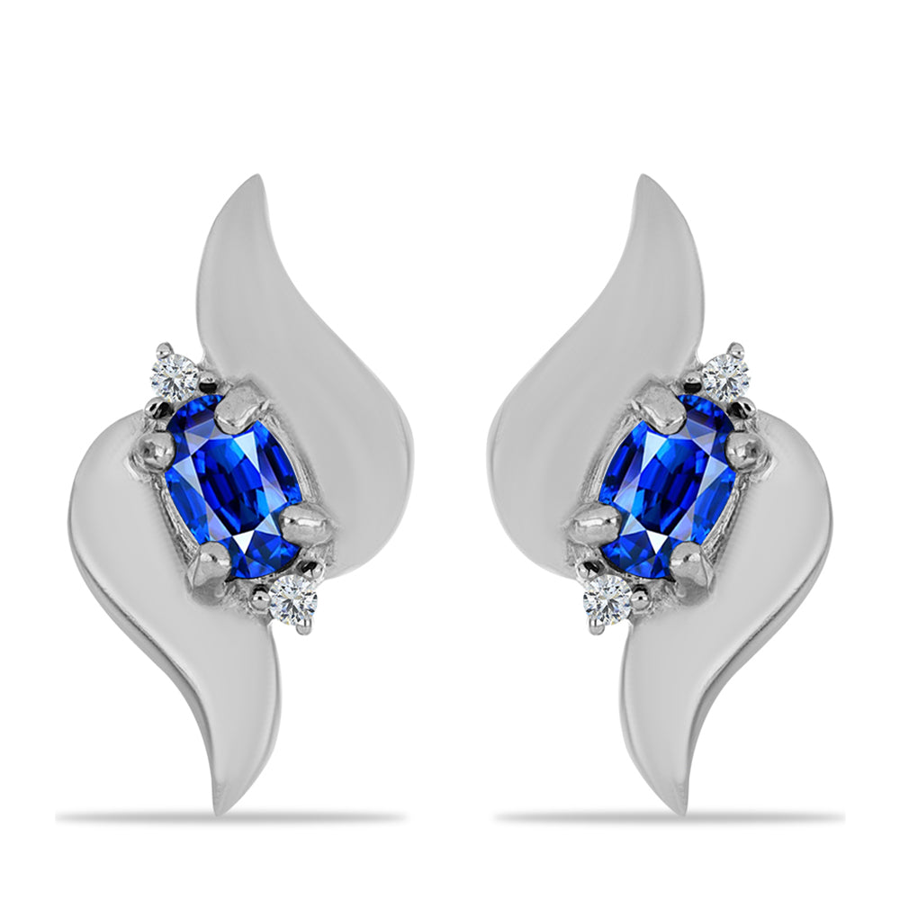 Pendientes de Plata con Zafiro Azul Australiano y Topacio Blanco