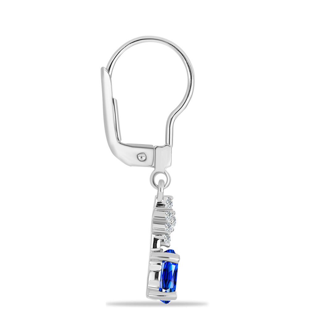 Pendientes de Plata con Zafiro Azul Australiano y Topacio Blanco 2 