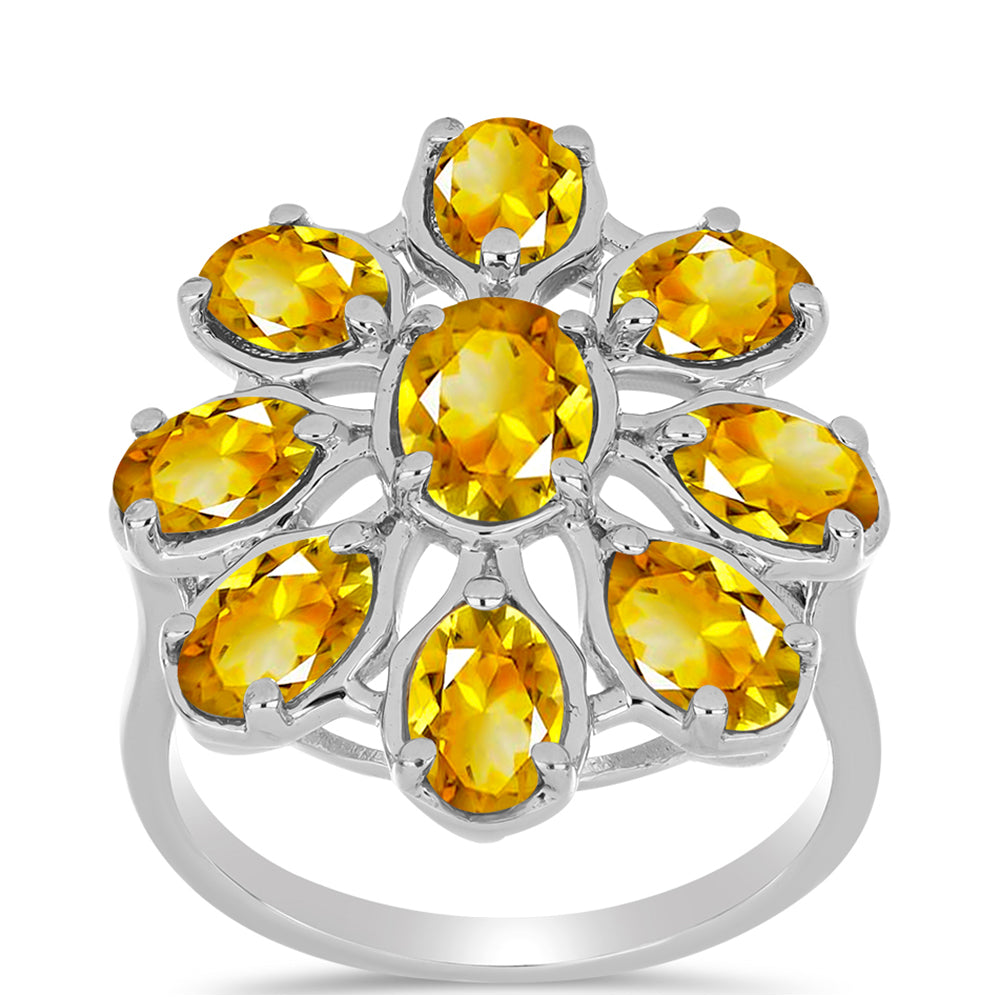 Anillo de Plata con Citrino de los Montes Urales