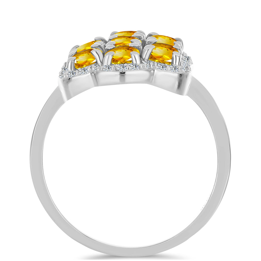 Anillo de Plata con Citrino de los Montes Urales y Topacio Blanco 2 