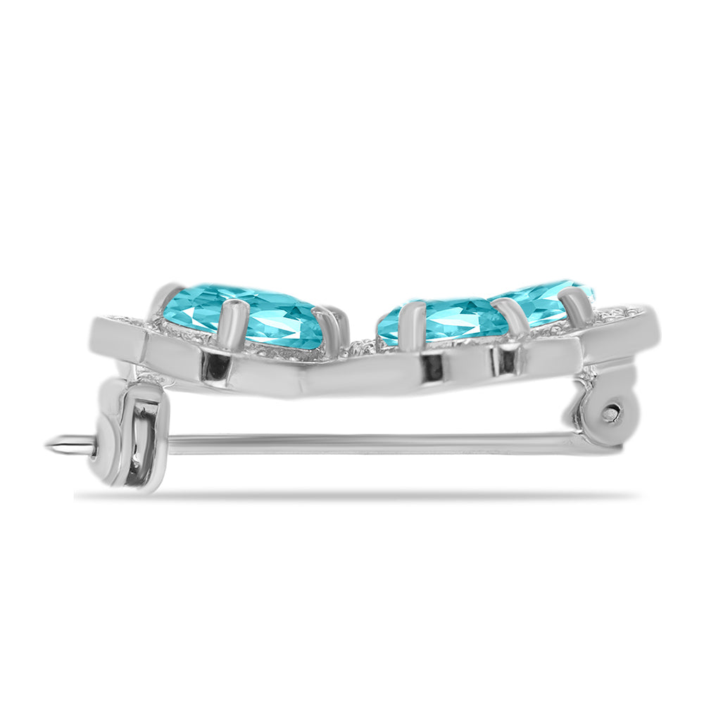 Broche de Plata con Cuarzo Paraiba y Topacio Blanco 2 