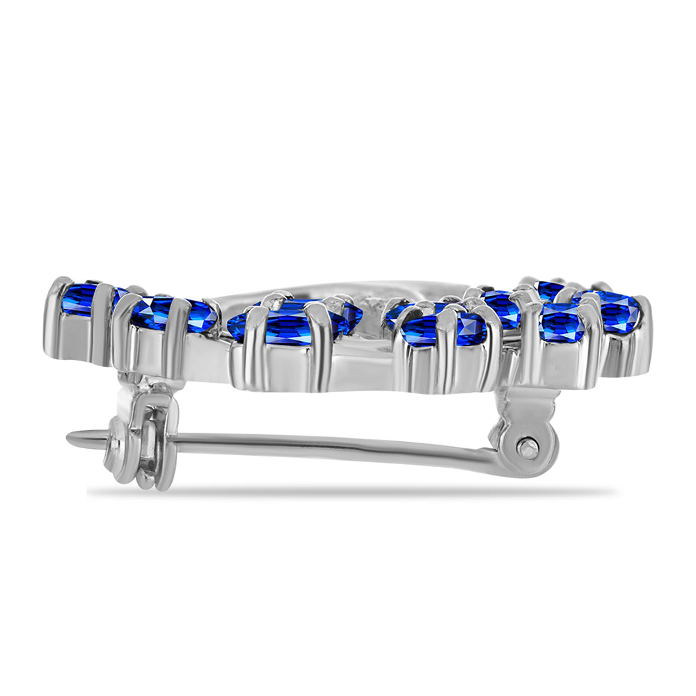 Broche de Plata con Zafiro Azul Australiano y Topacio Blanco 2 