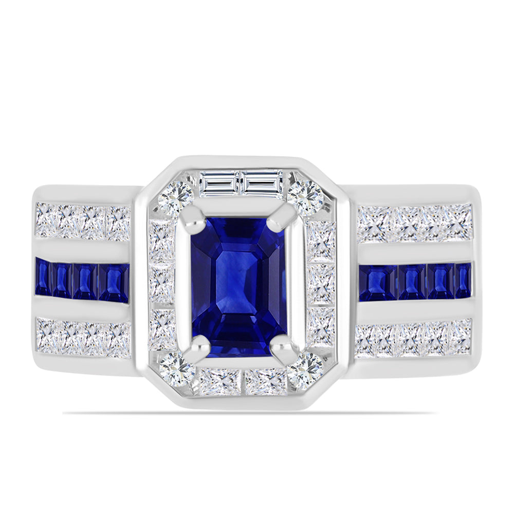 Anillo de Plata con Zafiro Azul Australiano y Topacio Blanco 1 