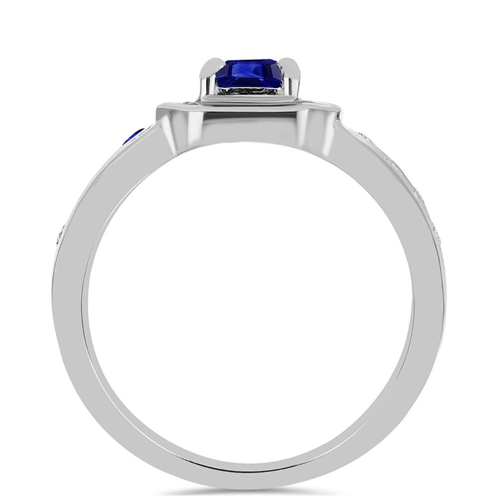 Anillo de Plata con Zafiro Azul Australiano y Topacio Blanco