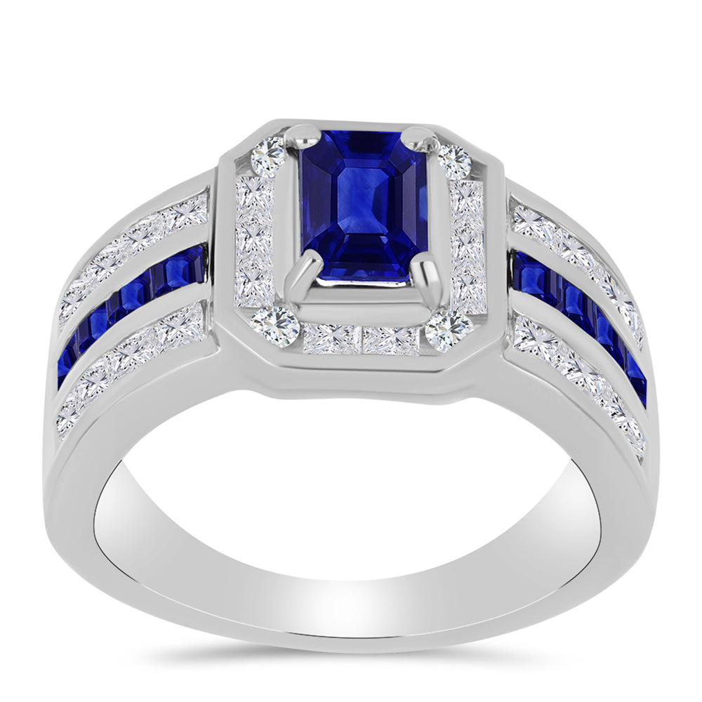Anillo de Plata con Zafiro Azul Australiano y Topacio Blanco 3 
