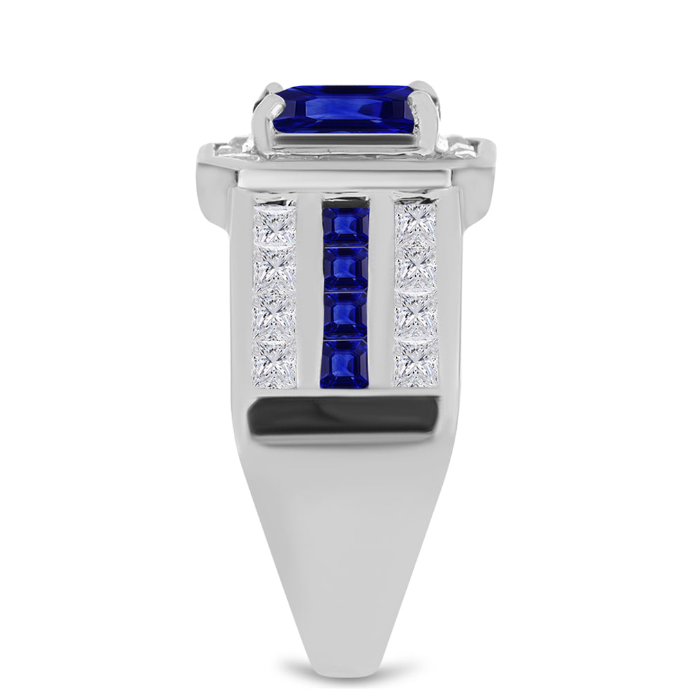 Anillo de Plata con Zafiro Azul Australiano y Topacio Blanco 4 