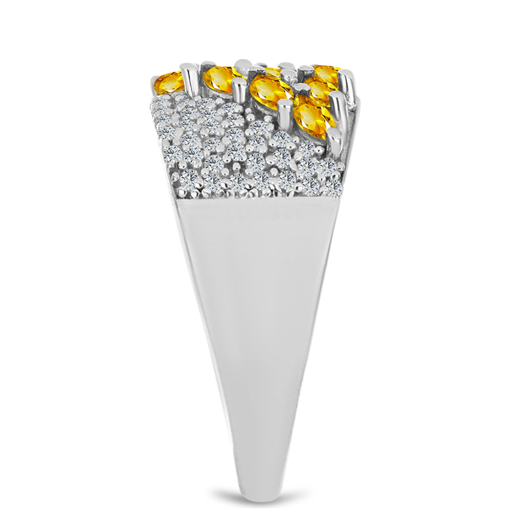 Anillo de Plata con Citrino de los Montes Urales y Topacio Blanco 4 