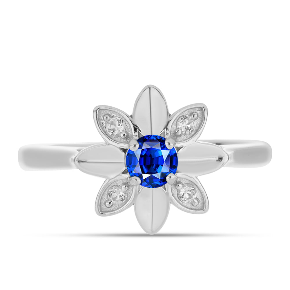 Anillo de Plata con Zafiro Azul Australiano y Topacio Blanco