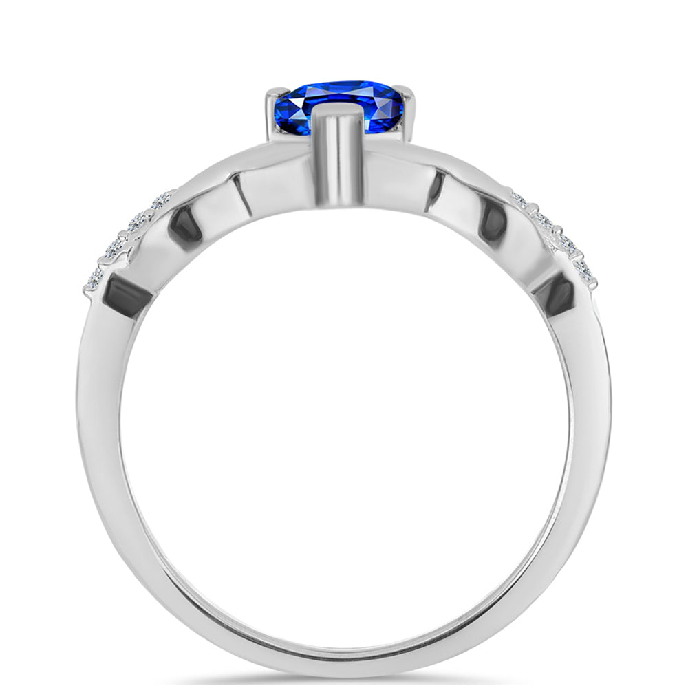 Anillo de Plata con Zafiro Azul Australiano y Topacio Blanco 2 