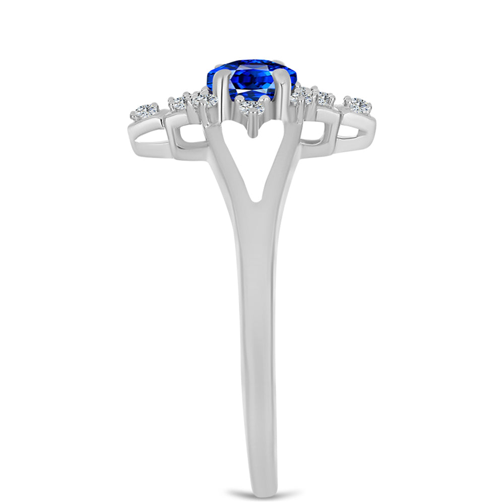 Anillo de Plata con Zafiro Azul Australiano y Topacio Blanco 4 