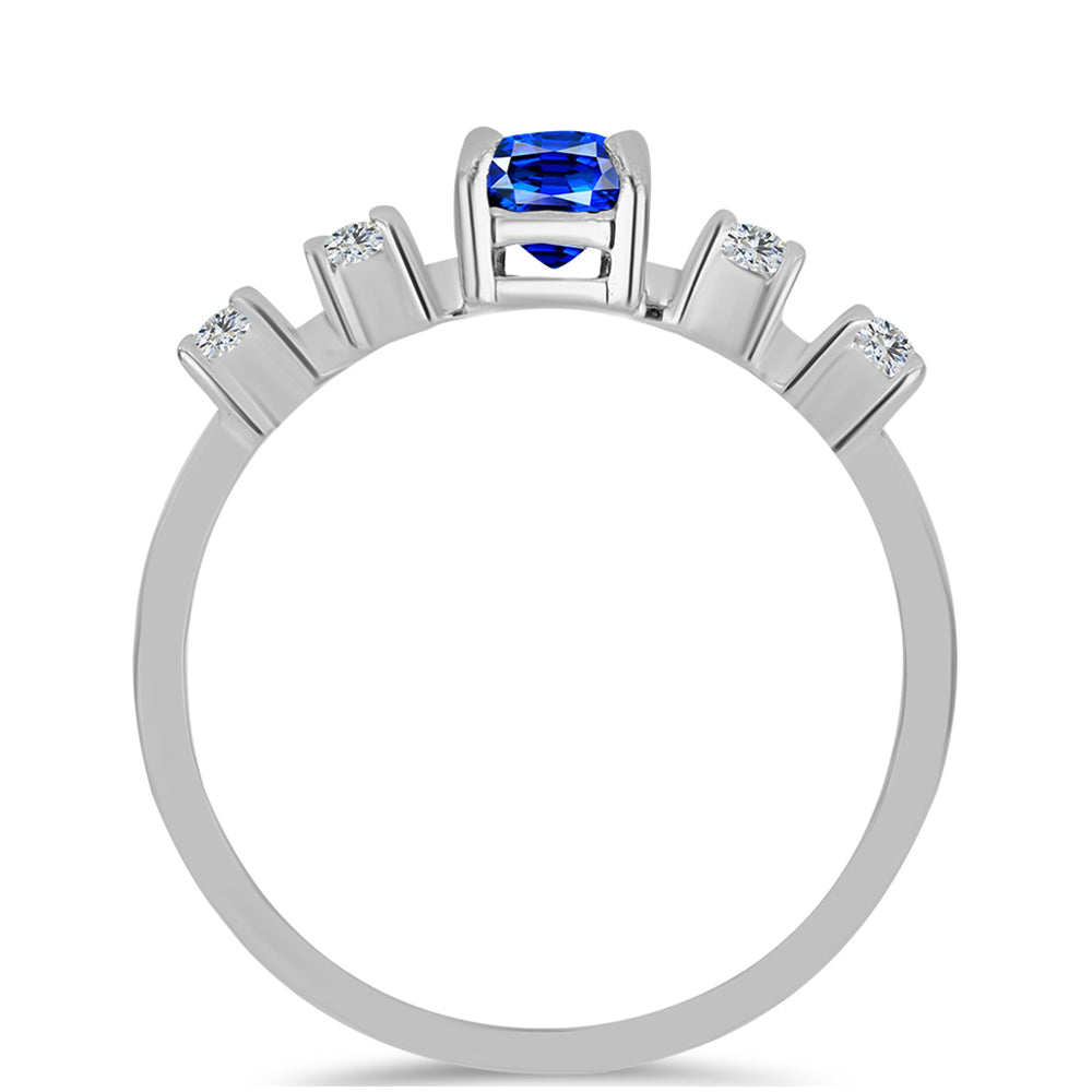Anillo de Plata con Zafiro Azul Australiano y Topacio Blanco