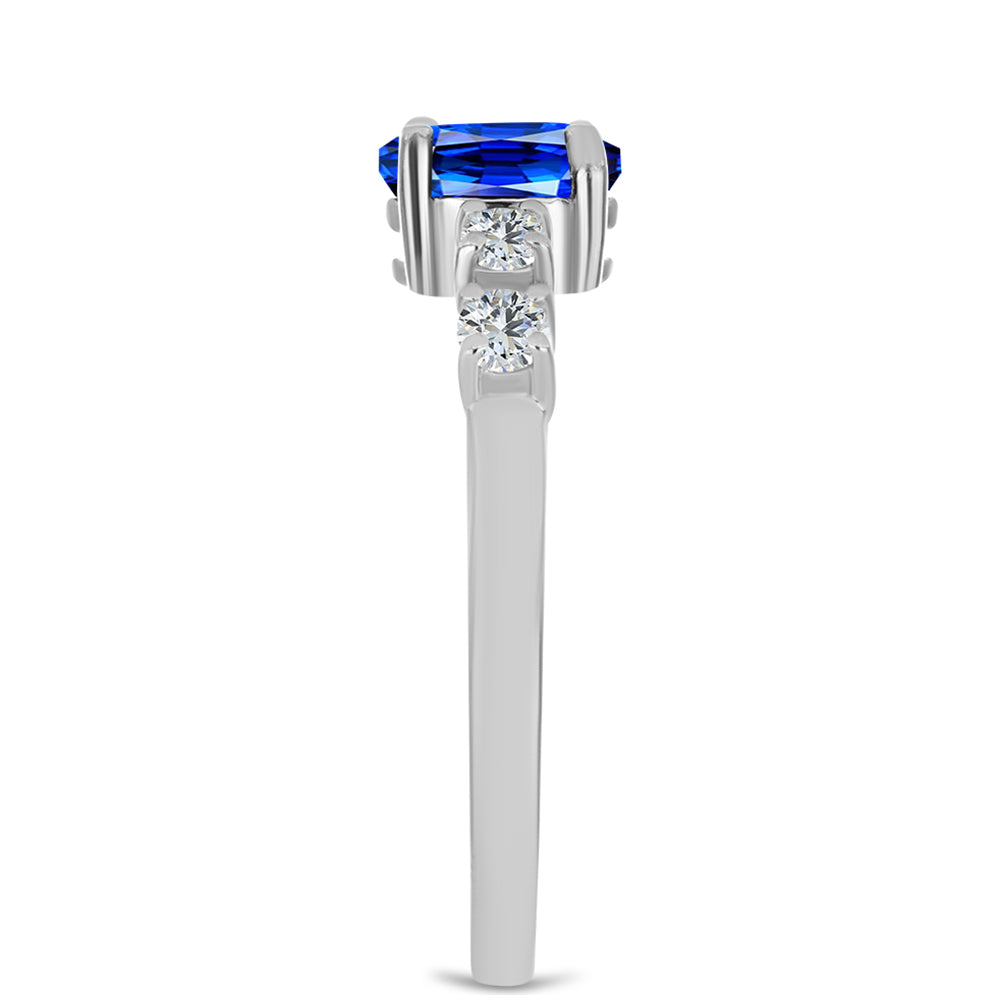 Anillo de Plata con Zafiro Azul Australiano y Topacio Blanco 4 