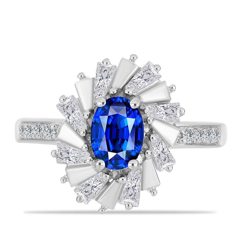 Anillo de Plata con Zafiro Azul Australiano y Zircón Blanco 1 