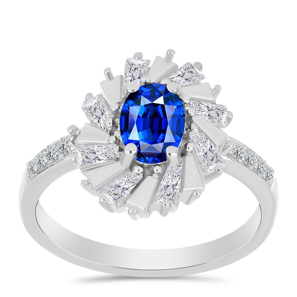 Anillo de Plata con Zafiro Azul Australiano y Zircón Blanco 3 