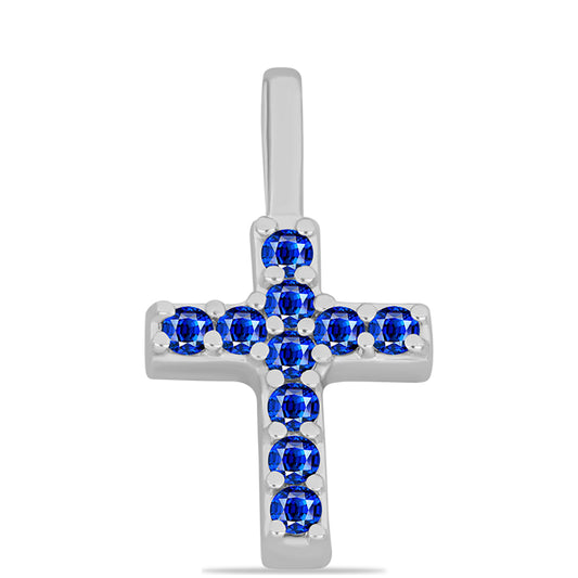 Cruz Colgante de Plata con Zafiro Azul Australiano