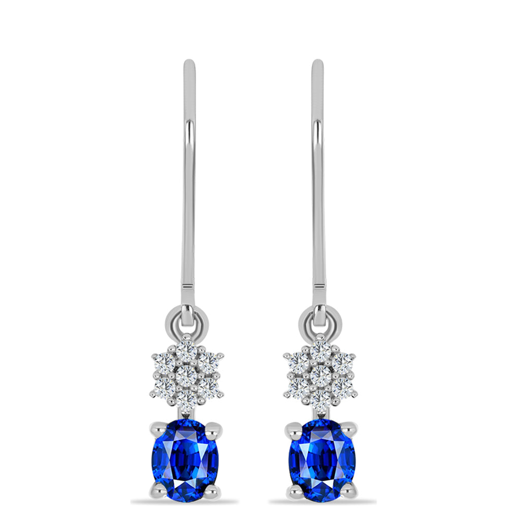 Pendientes de Plata con Zafiro Azul Australiano y Topacio Blanco