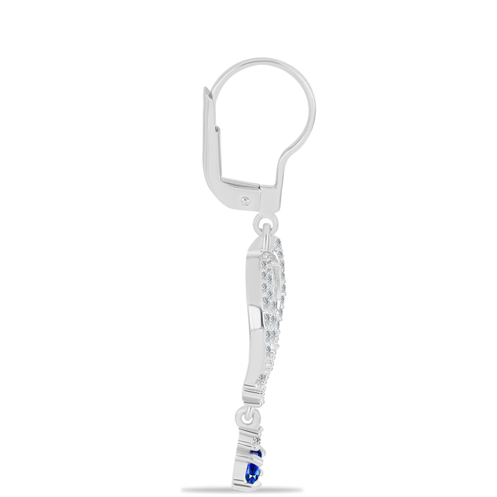 Pendientes de Plata con Zafiro Azul Australiano y Topacio Blanco 2 