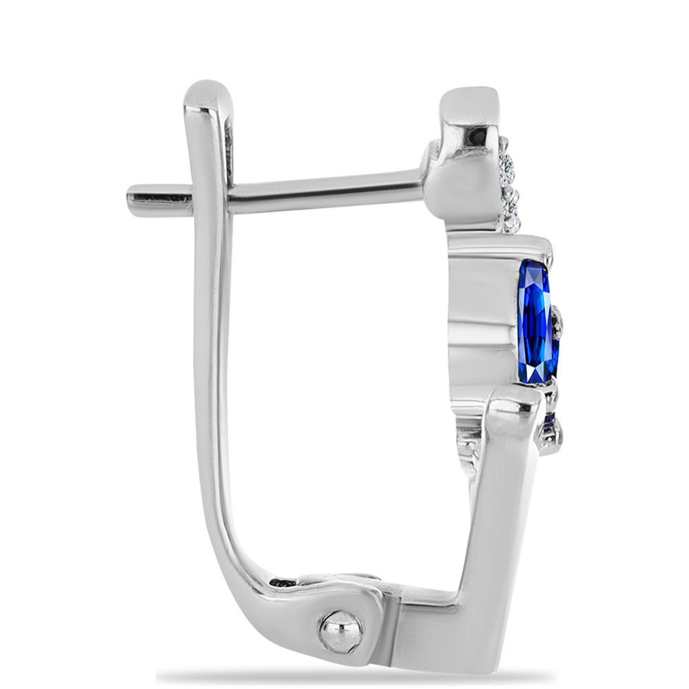 Pendientes de Plata con Zafiro Azul Australiano y Topacio Blanco 2 