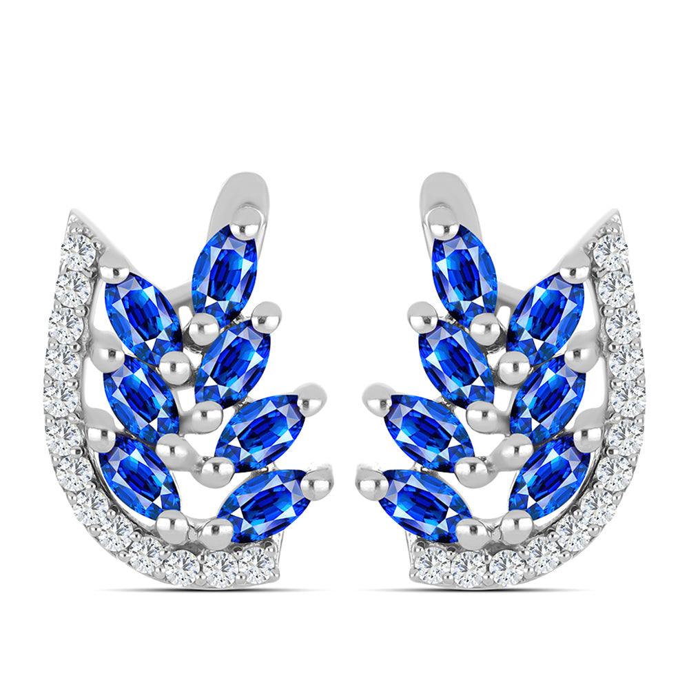 Pendientes de Plata con Zafiro Azul Australiano y Topacio Blanco
