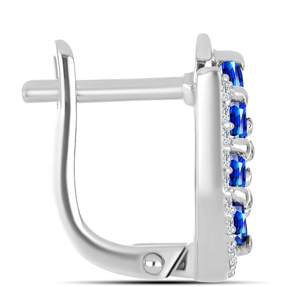 Pendientes de Plata con Zafiro Azul Australiano y Topacio Blanco 2 