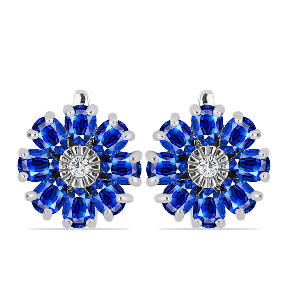 Pendientes de Plata con Zafiro Azul Australiano y Topacio Blanco 1 