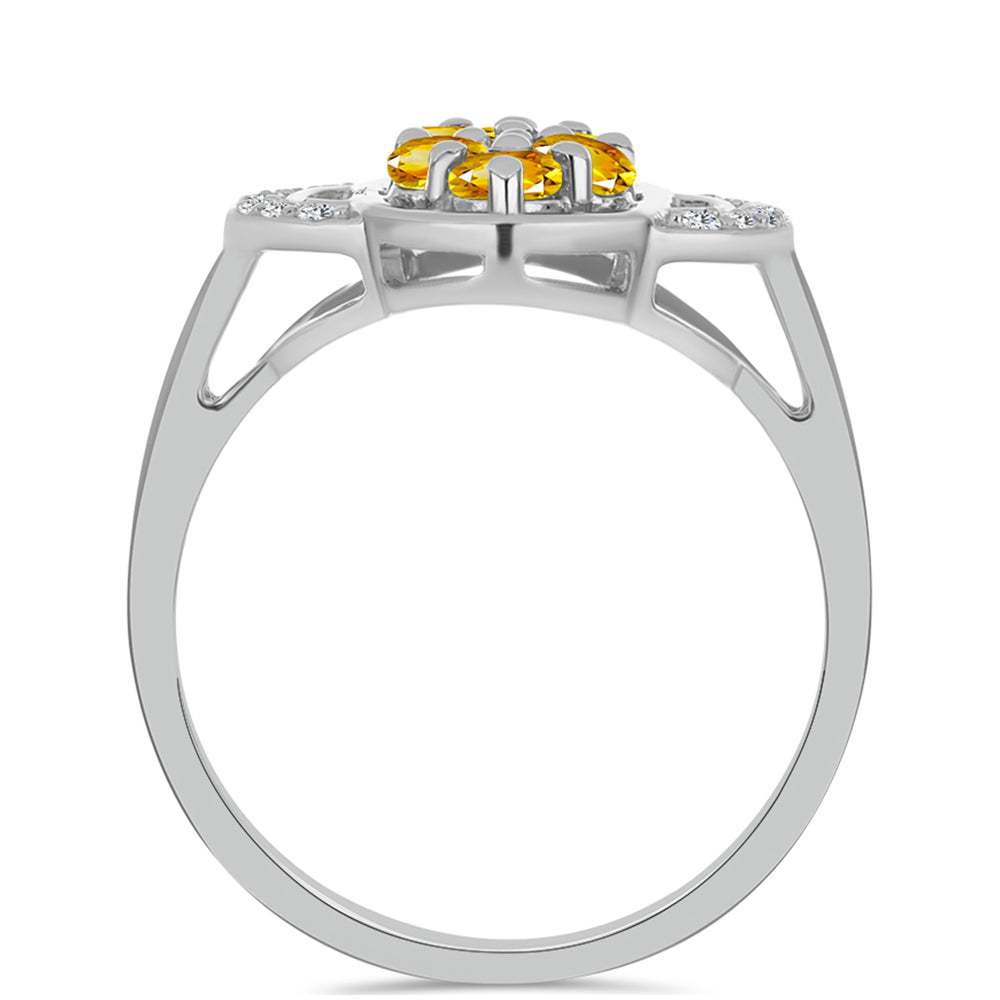 Anillo de Plata con Citrino de los Montes Urales y Topacio Blanco 2 