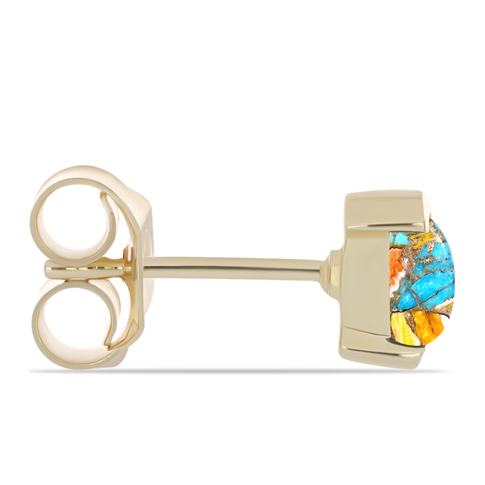 Conjunto de Plata Bañada en Oro con Turquesa Ostra ( Pendientes +Anillo +Colgante )