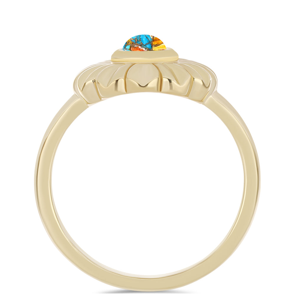 Anillo de Plata Bañada en Oro con Turquesa Ostra 2 