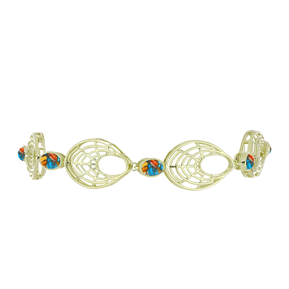 Pulsera de Plata Bañada en Oro con Turquesa Ostra 2 