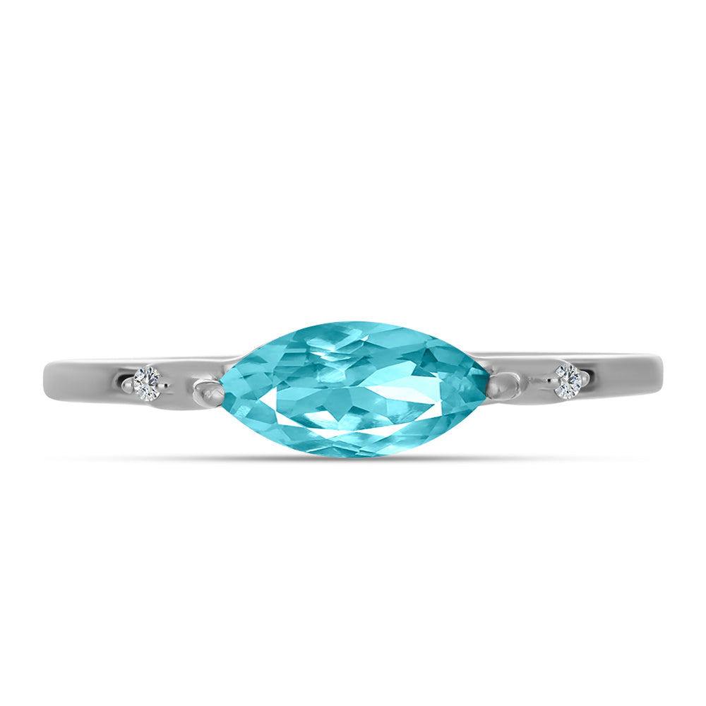 Anillo de Plata con Cuarzo Paraiba y Topacio Blanco 2 