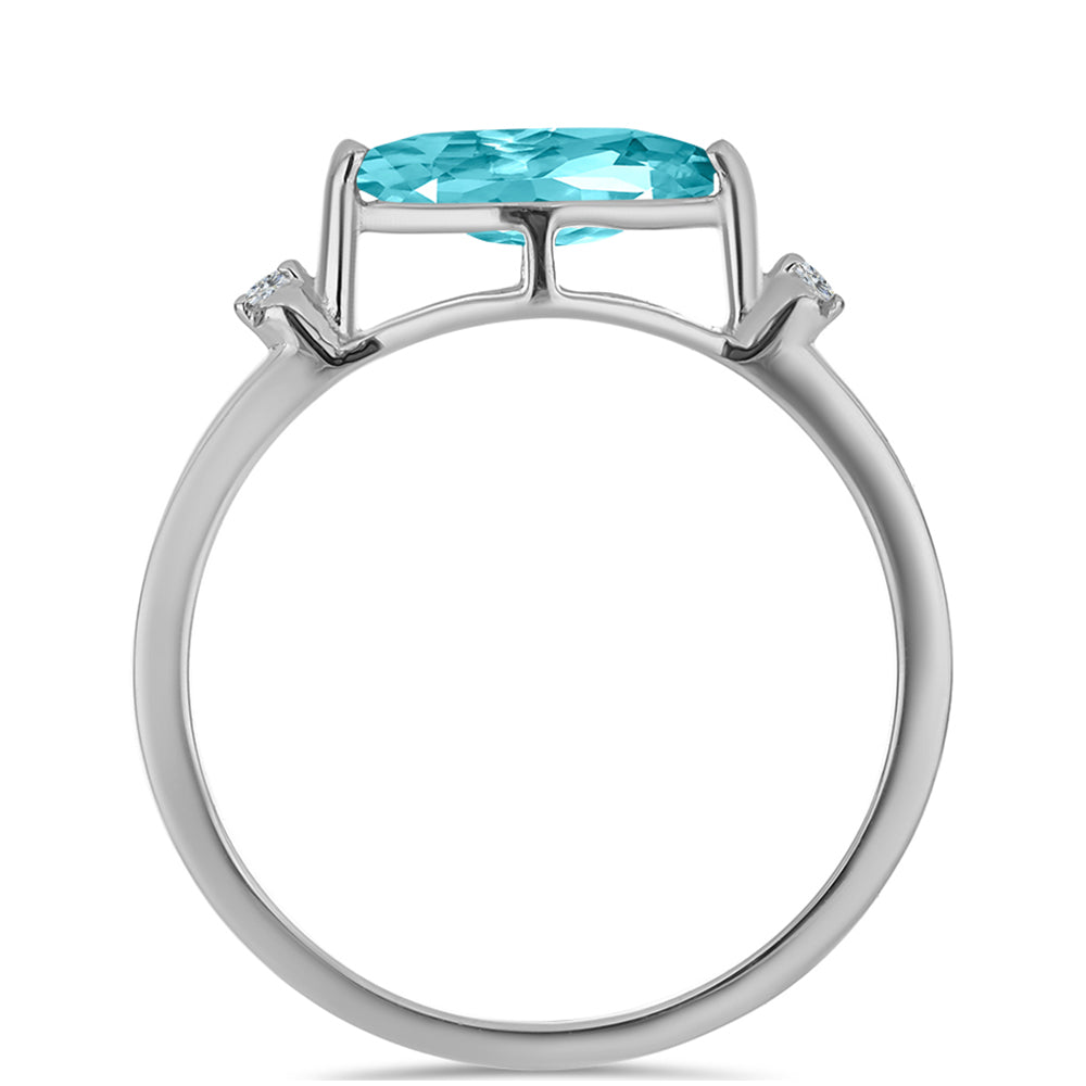 Anillo de Plata con Cuarzo Paraiba y Topacio Blanco