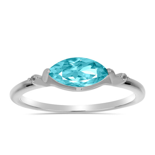 Anillo de Plata con Cuarzo Paraiba y Topacio Blanco