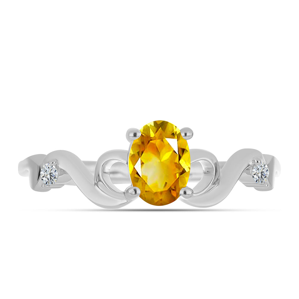 Anillo de Plata con Citrino de los Montes Urales y Topacio Blanco 1 
