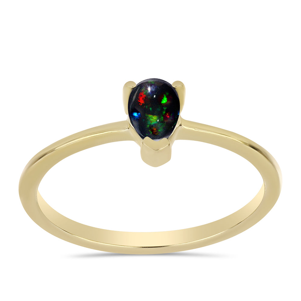 Conjunto de Plata Bañada en Oro con Ópalo negro medianoche Lega Dembi de Ëtiopía ( Pendientes +Anillo ) 6 