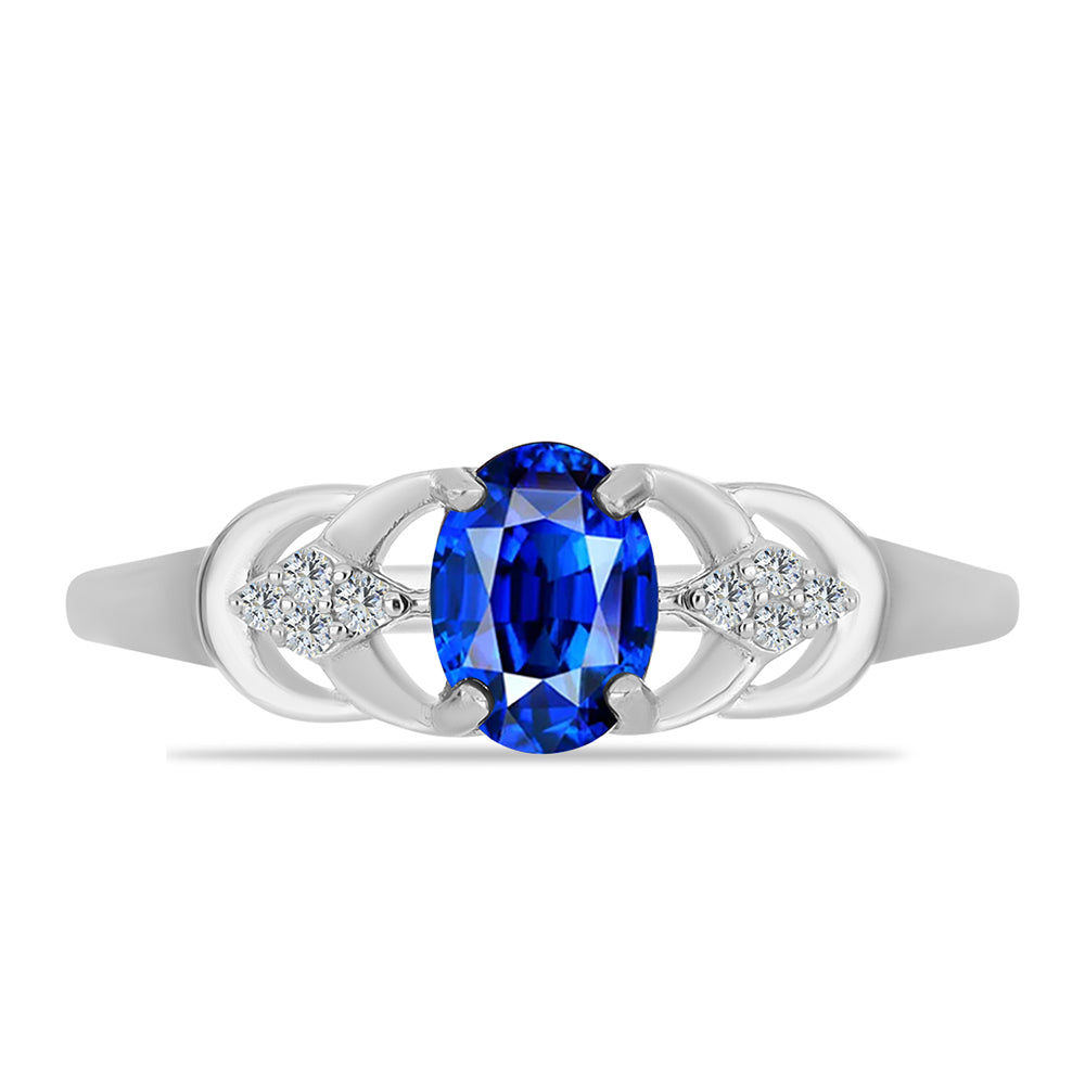 Anillo de Plata con Zafiro Azul Australiano y Topacio Blanco 1 