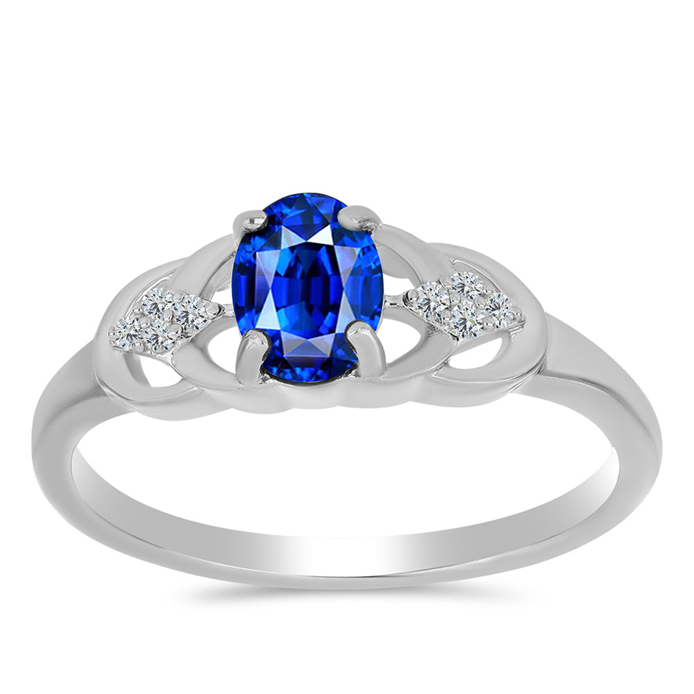 Anillo de Plata con Zafiro Azul Australiano y Topacio Blanco 3 