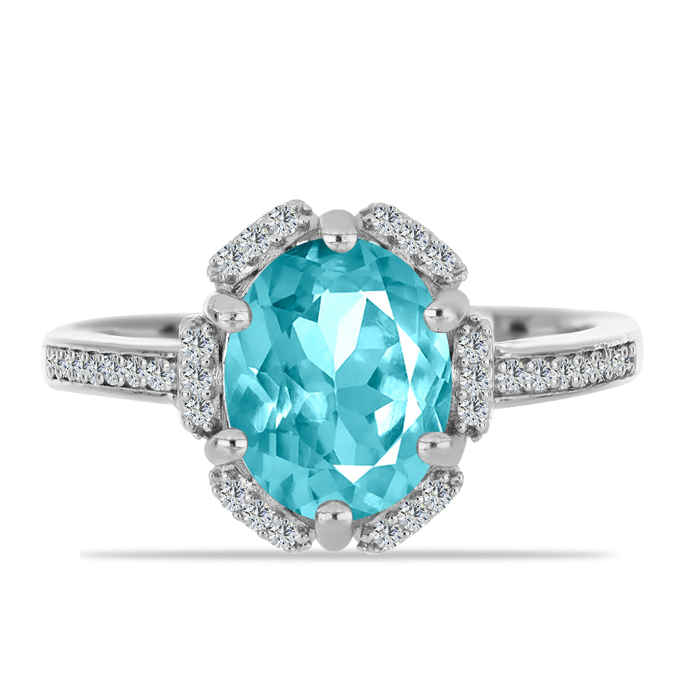 Anillo de Plata con Cuarzo Paraiba y Topacio Blanco 1 