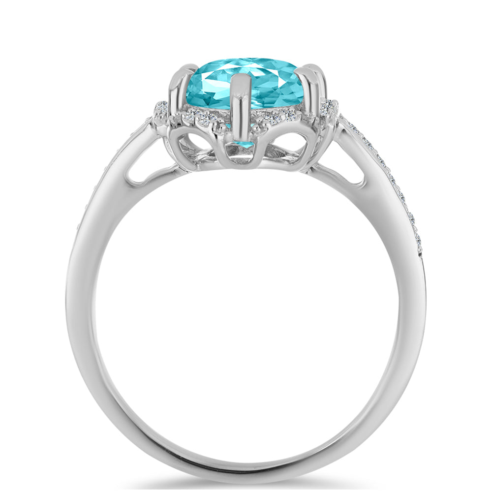 Anillo de Plata con Cuarzo Paraiba y Topacio Blanco 2 