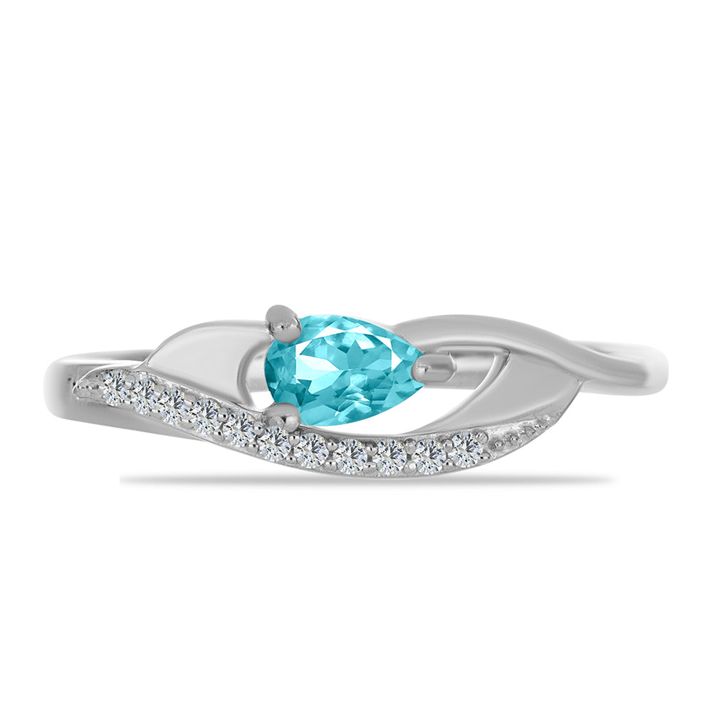 Anillo de Plata con Cuarzo Paraiba y Topacio Blanco 2 