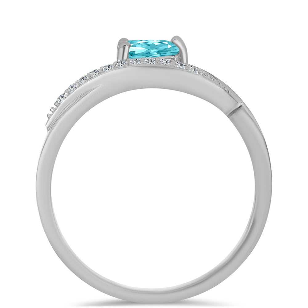 Anillo de Plata con Cuarzo Paraiba y Topacio Blanco 3 