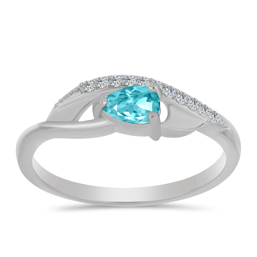 Anillo de Plata con Cuarzo Paraiba y Topacio Blanco 1 