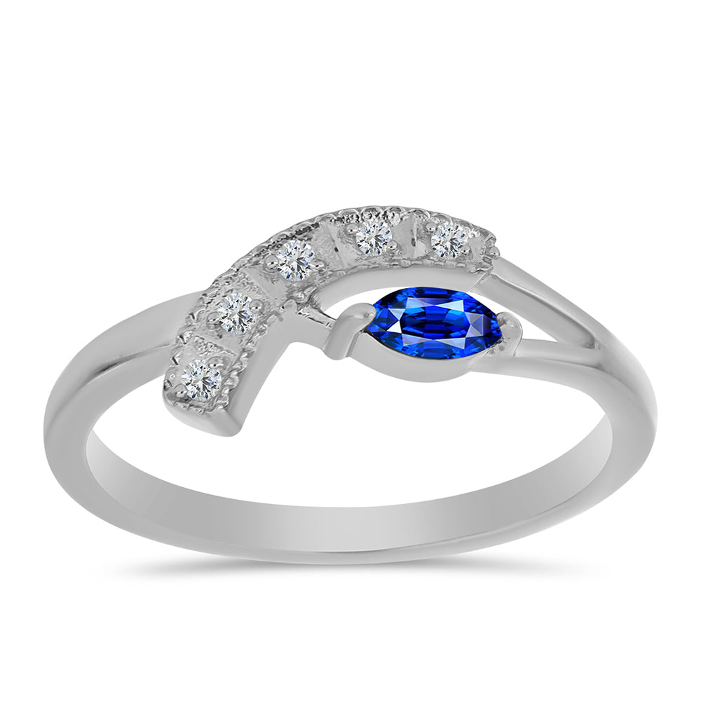 Anillo de Plata con Zafiro Azul Australiano y Topacio Blanco 3 