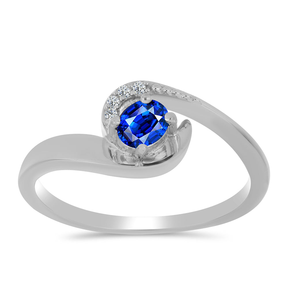 Anillo de Plata con Zafiro Azul Australiano y Topacio Blanco 3 