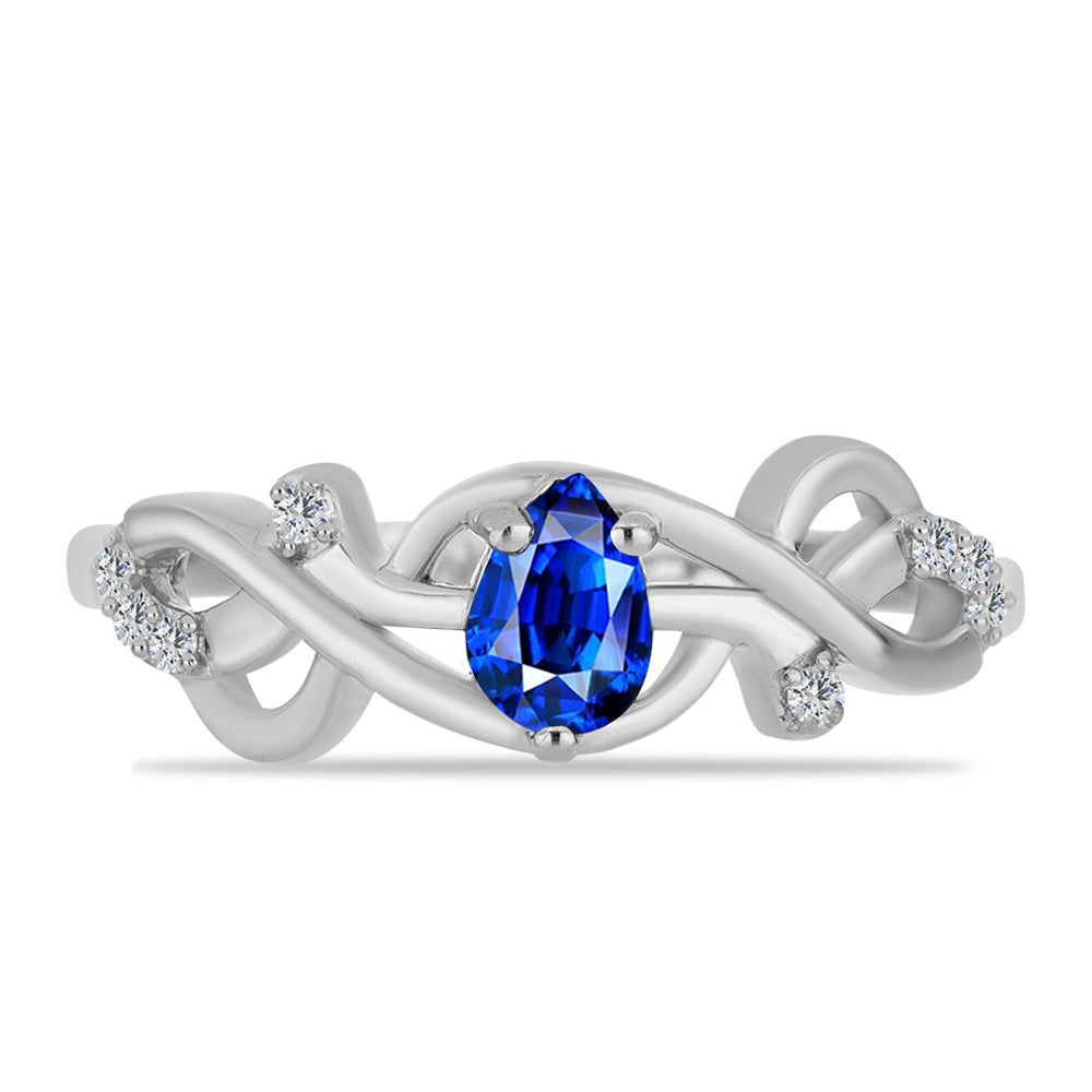 Anillo de Plata con Zafiro Azul Australiano y Topacio Blanco 1 