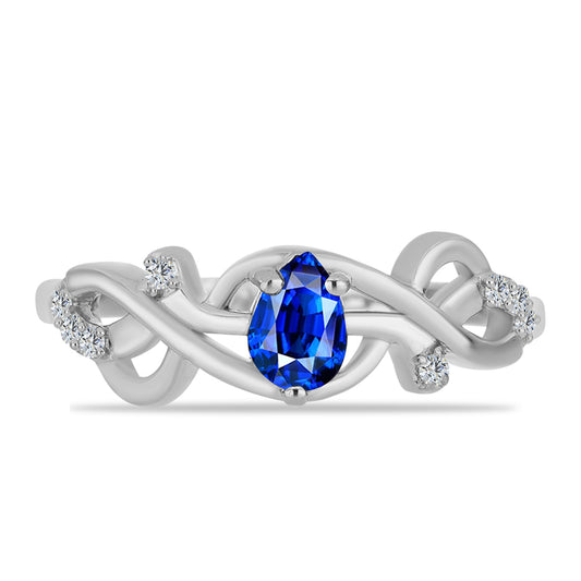 Anillo de Plata con Zafiro Azul Australiano y Topacio Blanco