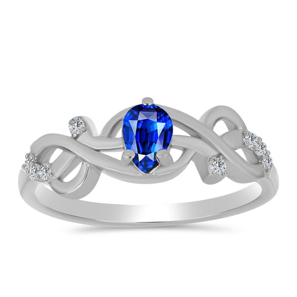 Anillo de Plata con Zafiro Azul Australiano y Topacio Blanco 3 