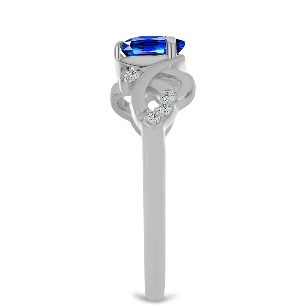 Anillo de Plata con Zafiro Azul Australiano y Topacio Blanco 4 