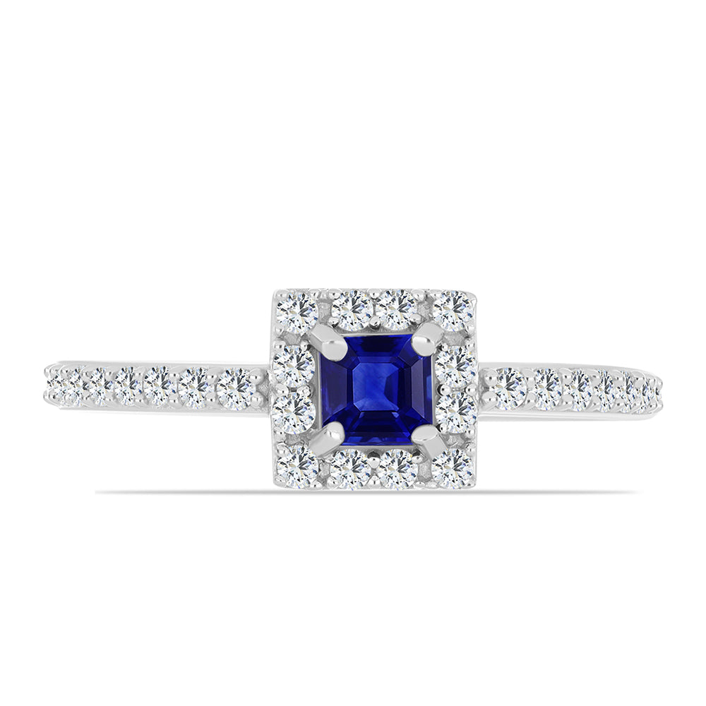 Anillo de Plata con Zafiro Azul Australiano y Topacio Blanco 1 