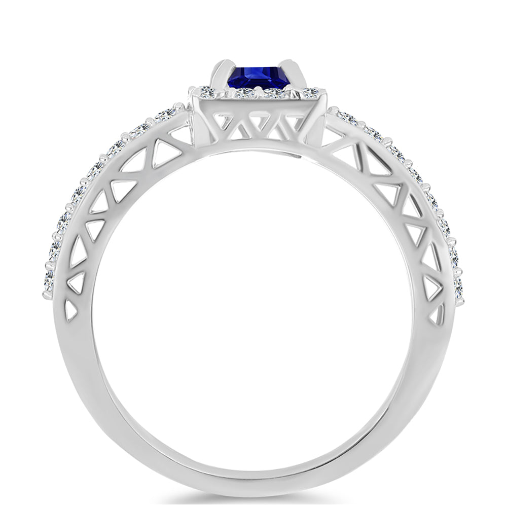 Anillo de Plata con Zafiro Azul Australiano y Topacio Blanco 2 